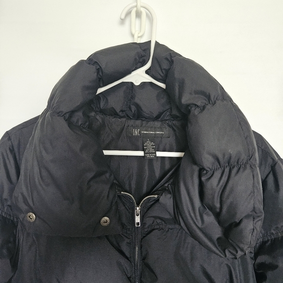 INC PUFFER JACKET WOMENS (L) DOWN FILLED POCKETS BLACK ZIPPER - Picture 4 of 15